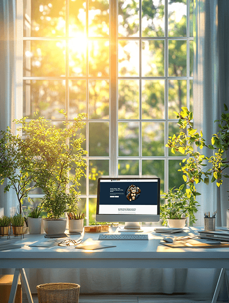 A bright light office of a web design company